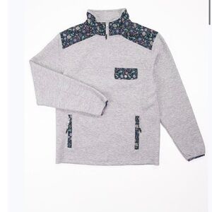 Simply Southern Gray Sweatshirt with Floral Accents